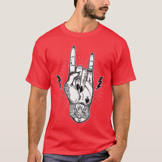 ロックンロールTシャツフェスティバルアート悪魔の角tattooee Tシャツ