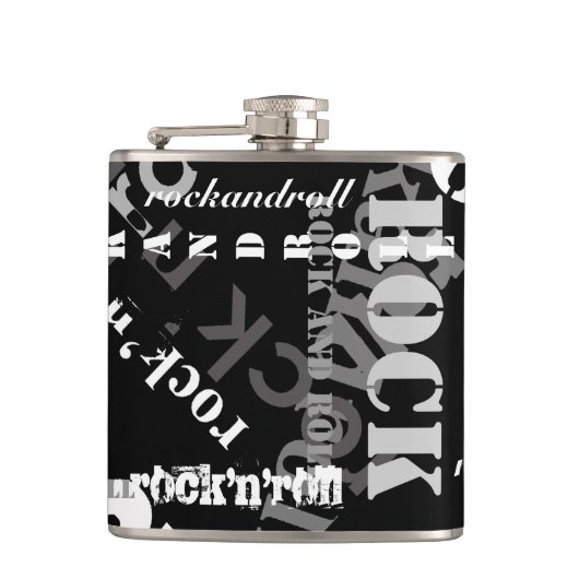 ロックン転がタイポグラフィクールデザイン フラスク (正面)