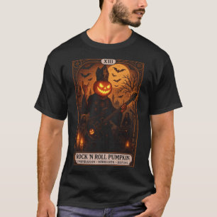 ロックン転がパンプキンタロットカードメンズTシャツ Tシャツ