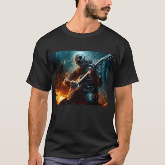 ロック好きなゾンビのメンズTシャツ Tシャツ (正面)