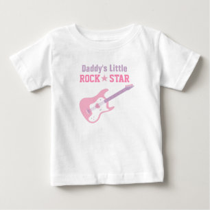 ロック好きパパのためのベビーガールズギフト ロックンロール ギター ローズ ピンク ベビーTシャツ