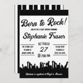 ロック生まれに！ロックンロールコンサート赤ちゃんシャワー 招待状 (正面/裏面)