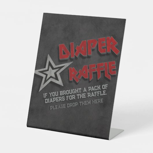 ロック生まれへ – おむつラッフルサイン 台座サイン (正面)