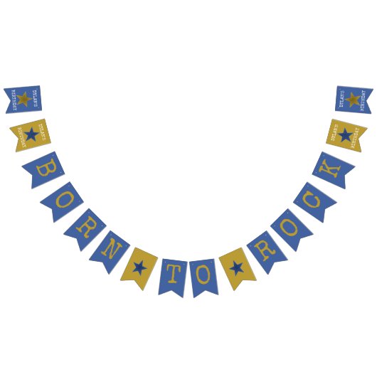 ロック生まれススター誕生日パーティーバナーブルー金ゴールド バンティングフラッグ (全)