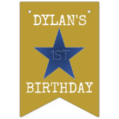 ロック生まれススター誕生日パーティーバナーブルー金ゴールド バンティングフラッグ (第2の旗)