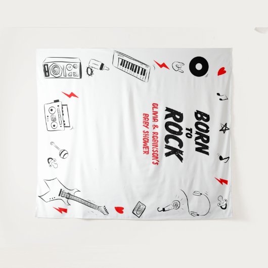 ロック生まれスターへの赤ちゃんシャワー写真ブース背景 タペストリー (正面(横))