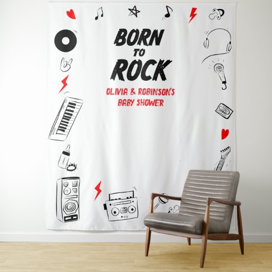 ロック生まれスターへの赤ちゃんシャワー写真ブース背景 タペストリー (インサイチュ)