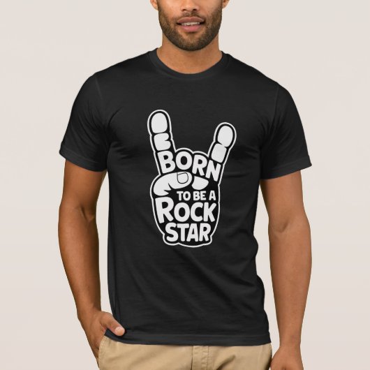 ロック生まれスターへ- はっきりした Hand Gesture Music T Tシャツ (正面)