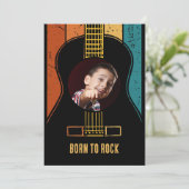 ロック生まれヴィンテージギターの誕生日招待状 招待状 (スタンド正面)
