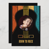 ロック生まれヴィンテージギターの誕生日招待状 招待状 (正面/裏面)