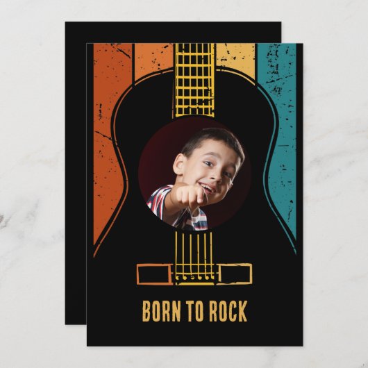 ロック生まれヴィンテージギターの誕生日招待状 招待状 (正面/裏面)