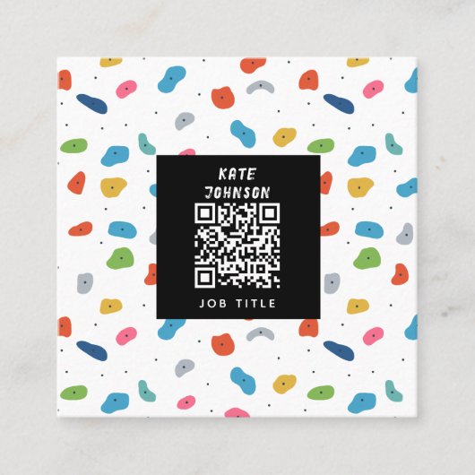 ロック登山かわいいキッズチカラフルャー スクエア名刺 (正面)