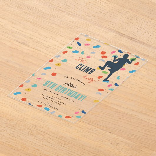 ロック登山かわいい子供の誕生日パーティー アクリル招待状 (レイダウン)