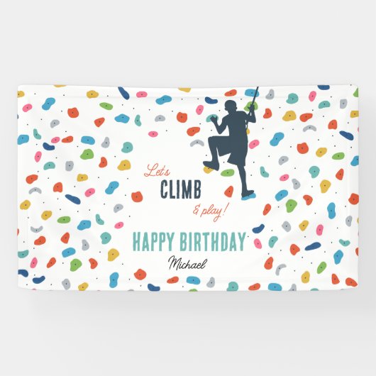 ロック登山かわいい子供の誕生日パーティー 横断幕 (横)