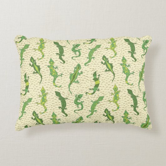 ロック登山のGeckosの黄色 – シームレスなパターン。 アクセントクッション (正面)