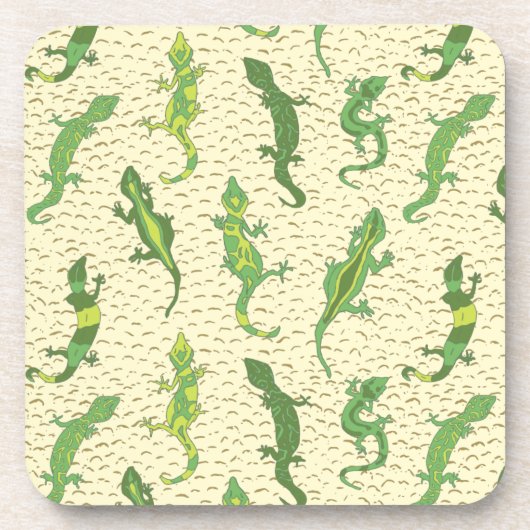 ロック登山のGeckosの黄色 – シームレスなパターン。 コースター (正面)