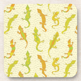 ロック登山のGeckosの黄色 – シームレスなパターン。 コースター