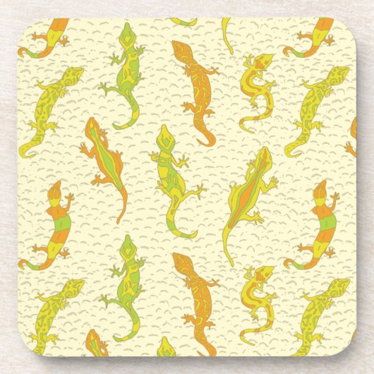 ロック登山のGeckosの黄色 – シームレスなパターン。 コースター (正面)