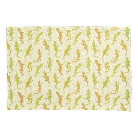 ロック登山のGeckosの黄色 – シームレスなパターン。 枕カバー (正面)