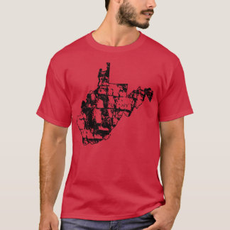 ロック登山ウェストバージニアロッククライマー州マップ Tシャツ