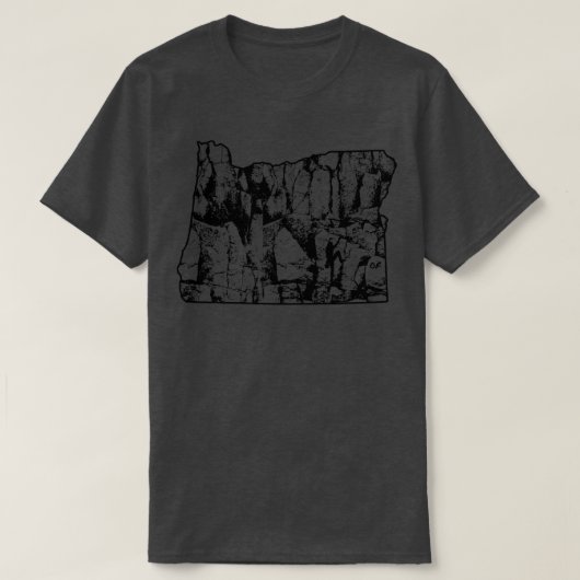 ロック登山オレゴン州ロッククライマー州マップクライム Tシャツ (デザイン正面)