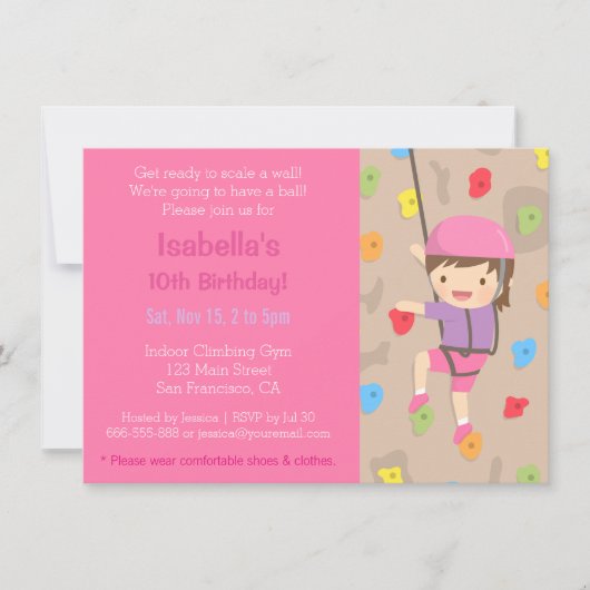 ロック登山ガールズバースデーパーティー招待状 招待状 (正面)