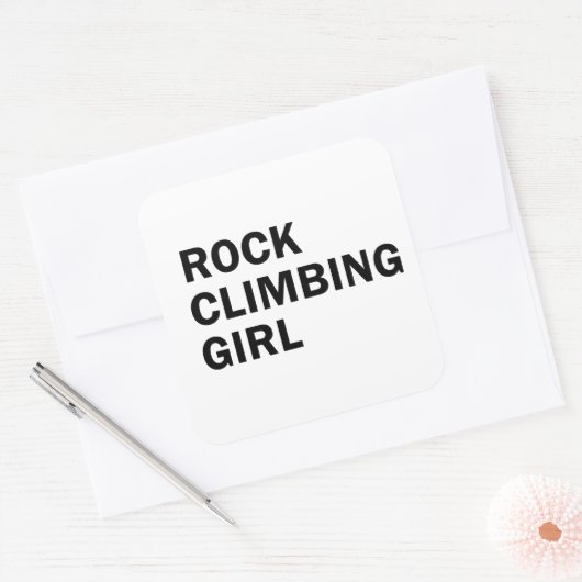 ロック登山ガールロッククライミング スクエアシール (封筒)