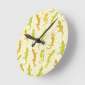 ロック登山ゲッコス（黄） – 継ぎ目のない模様。 ラウンド壁時計 (傾斜)