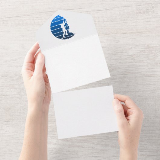 ロック登山パパマウンテンクライマーフルムーンブルー オールインワン招待状 (貼ってはがせる)