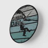 ロック登山パパ ラウンド壁時計 (傾斜)