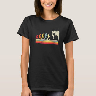 ロック登山ヒト進化ヴィンテージクライマー Tシャツ