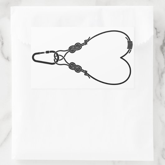 ロック登山ロープ登山ラブハート 長方形シール (バッグ)