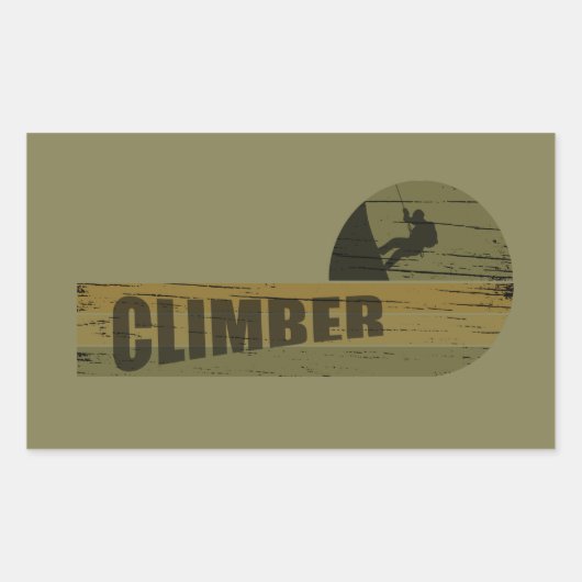 ロック登山ヴィンテージ登山者 長方形シール (正面)
