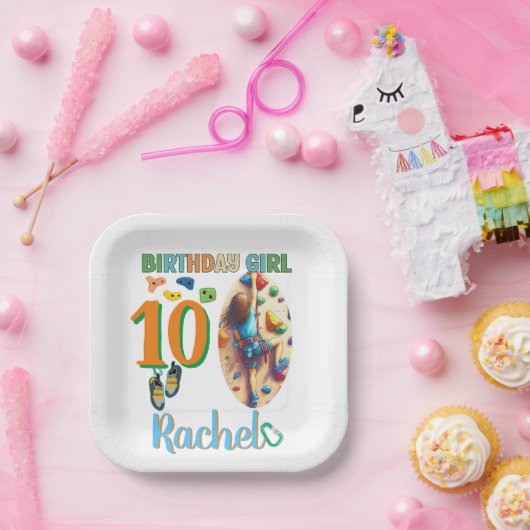 ロック登山誕生日ガールアドベンチャーレディ ペーパープレート (パーティー)