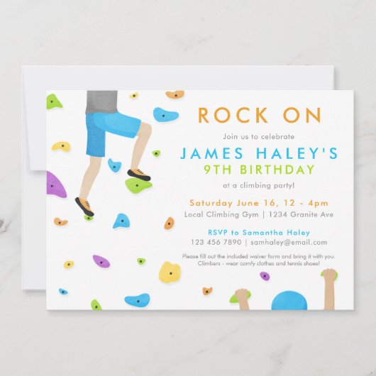 ロック登山誕生日パーティーの招待状 – Rock on! 招待状 (正面)