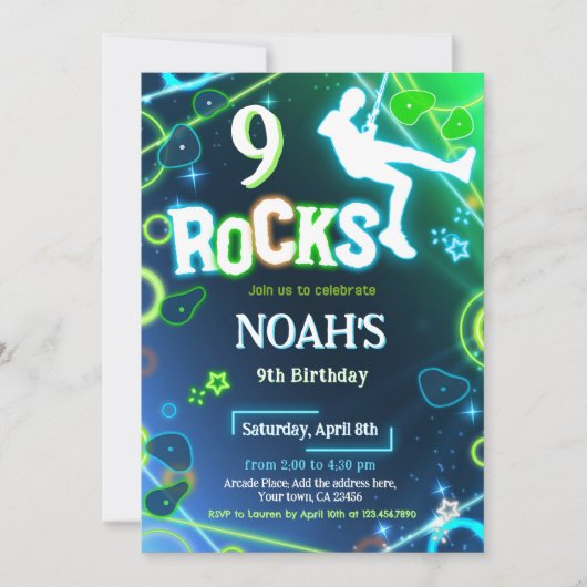 ロック登山誕生日 招待状 (正面)