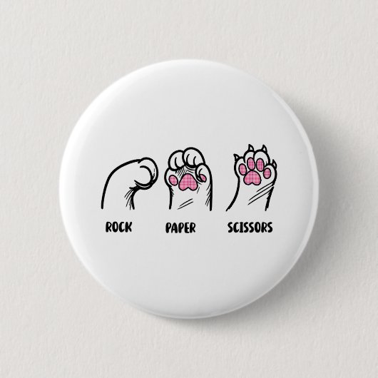 ロック紙はさみキャットポーズおもしろい猫好きキット 缶バッジ (正面)