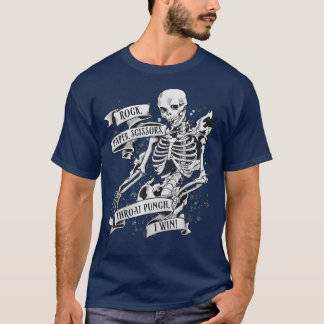 ロック紙はさみスロートパンチI勝ちスケルトン Tシャツ