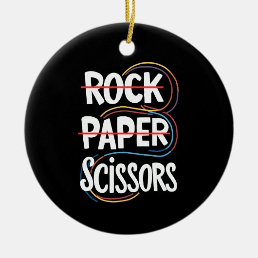 ロック紙はさみレズおもしろいビアンゲイプライドLGBT セラミックオーナメント (正面)