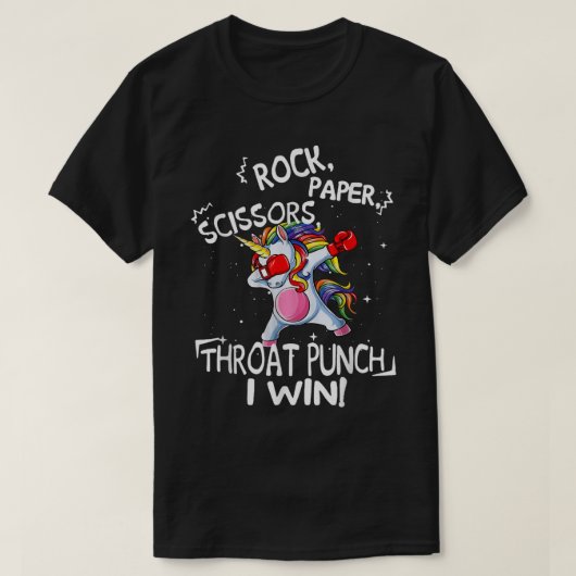 ロック紙はさみ喉パンチ私はユニコーンボックスを獲得 Tシャツ (デザイン正面)