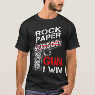 ロック紙ガンI勝おもしろいゲームジョークヴィンテージ Tシャツ