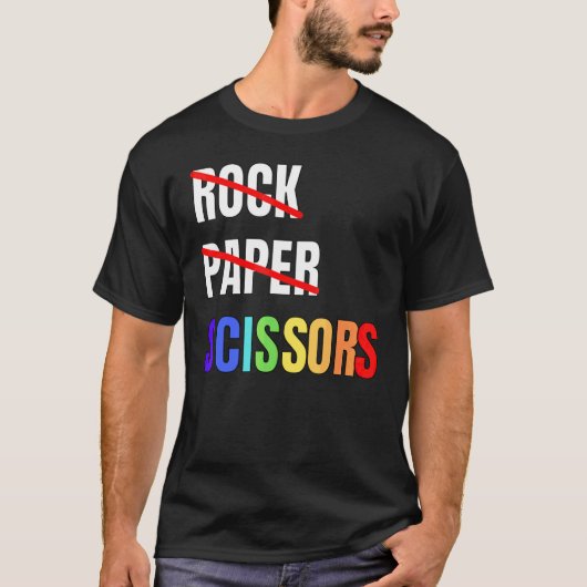 ロック紙シザーズレズビアンカップルLgbtqプライドモン Tシャツ (正面)