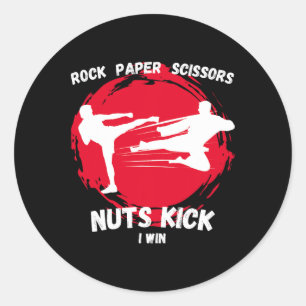 ロック紙ハサミのナッツキックおもしろいウィンテコンド ラウンドシール