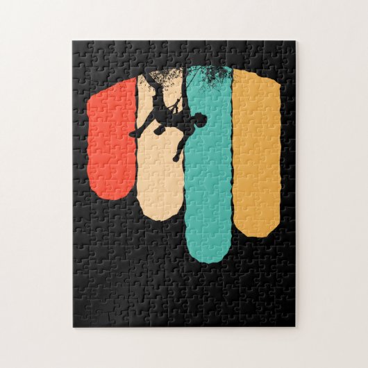 ロック素晴らし登山レトロマウンテンクライマーハイカー ジグソーパズル (縦)