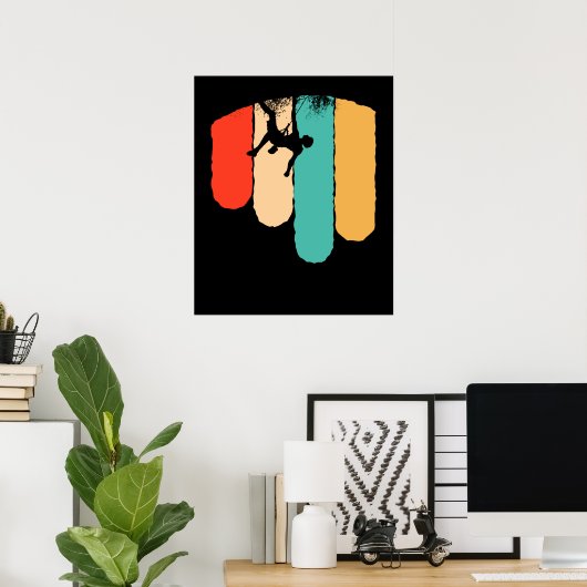 ロック素晴らし登山レトロマウンテンクライマーハイカー ポスター (ホームオフィス)