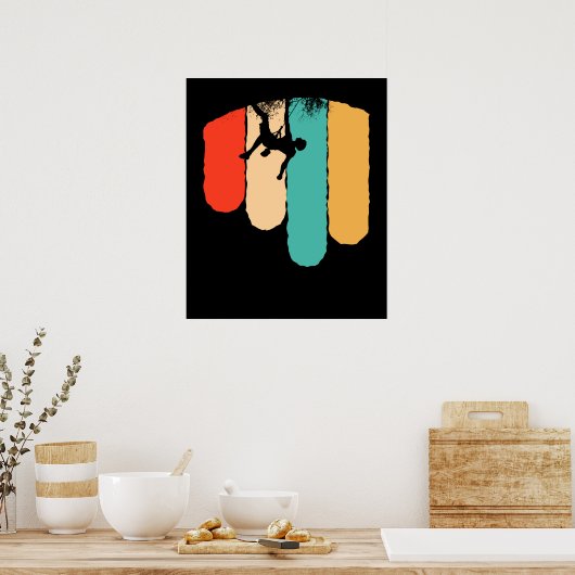 ロック素晴らし登山レトロマウンテンクライマーハイカー ポスター (キッチン)