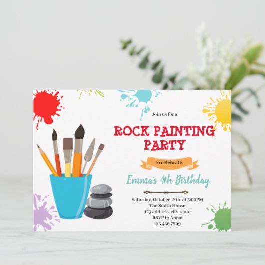 ロック絵を描の誕生日の招待 サンキューカード (スタンド正面)