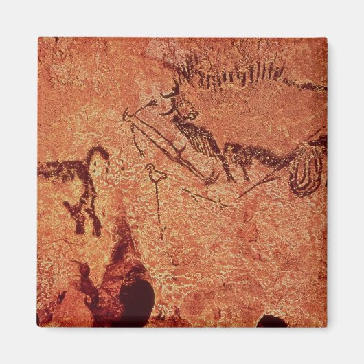 ロック絵画の狩りシーン、紀元前17000年 マグネット (正面)