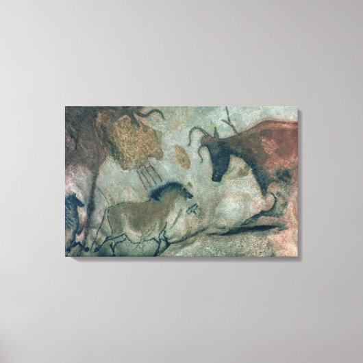 ロック絵画は馬と牛を示している, c.17000 B キャンバスプリント (正面)