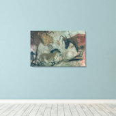 ロック絵画は馬と牛を示している, c.17000 B キャンバスプリント (インサイチュ (ウッドフロア))